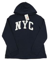 Nové - Tmavomodrá mikina s písmeny a kapucí H&M