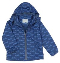 Tmavomodrá šusťáková jarní bunda s formulemi a kapucí TCM