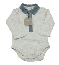 Nové - Světlešedé melírované košilové body s kapsou Tu