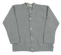 Šedý melírovaný propínací svetr