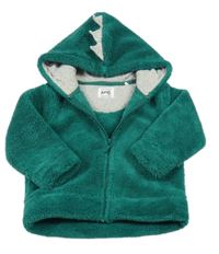 Zelená chlupatá propínací mikina s kapucí s ostny Kite