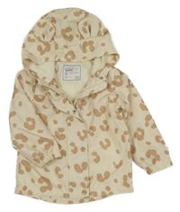 Béžová vzorovaná šusťáková jarní bunda s kapucí F&F