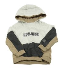 Smetanovo-hnědo-antracitová mikina s nápisem a kapucí C&A