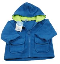 Nové - Modrá fleecová propínací mikina s kapucí Peacocks