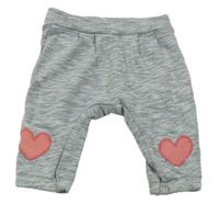 Modré melírované tepláky se srdíčky Hema