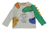 Šedo-zelené triko s dinosaury F&F