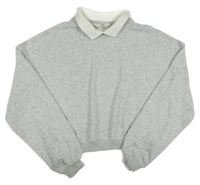 Šedá melírovaná crop mikina s límečkem H&M
