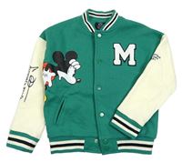 Zeleno-krémová baseballová mikina s Mickeym Primark