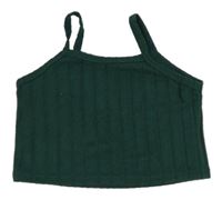 Tmavozelený žebrovaný úpletový crop top