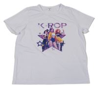 Bílé tričko s potiskem - K-pop Shein