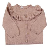 Starorůžový vlněný propínací svetr s volánem H&M