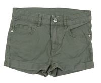 Khaki riflové kraťasy H&M