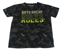 Černo-šedé army sportovní tričko s nápisem 