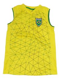 Žluto-zelené vzorované sportovní tílko s nášivkou H&M