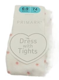 Bílé punčocháče s růžovými puntíky Primark