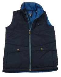 Tmavomodrá šusťáková zateplená vesta s kapsami Joules