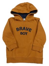 Hnědá mikina s nápisem a kapucí Topolino