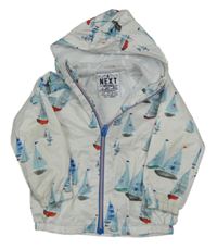 Bílá šusťáková jarní bunda s plachetnicemi a kapucí Next