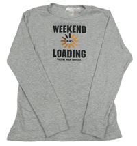 Šedé melírované pyžamové triko s nápisy H&M