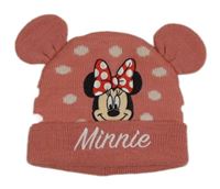Starorůžová pletená čepice s Minnie 