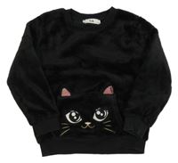 Černá plyšová mikina s kočkou C&A