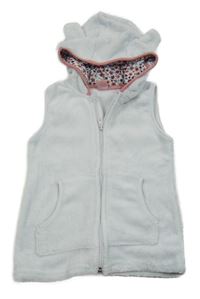 Světlemodrá plyšová propínací vesta s kapucí Kiki&Koko