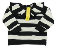 Nové - bílo-černá pruhovaná lehká mikina s límcem shein