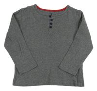 Šedé melírované triko s knoflíky Rebel