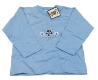 Nové - modrá mikina s výšivkami květů