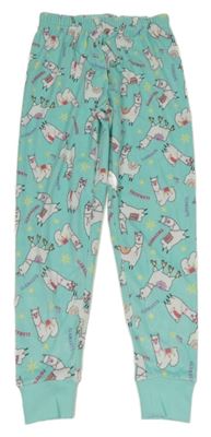 Světlemodré plyšové pyžamové kalhoty s lamami DUNNES 