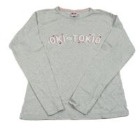 Šedé melírované triko s nápisem C&A