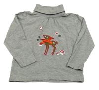 Šedé melírované triko s kolouškem a rolákem Lupilu