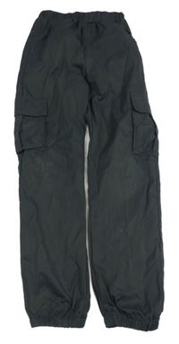 Tmavošedé lehké cuff kalhoty s kapsami 