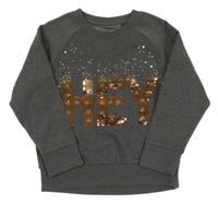 Šedá mikina s nápisem z flitrů Next