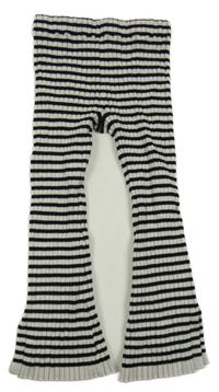Šedo-černé pruhované žebrované úpletové flare legíny H&M