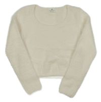 Smetanový chlupatý crop svetr H&M