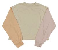 Smetanovo-meruňkovo-růžová crop mikina H&M