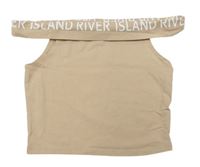 Béžový crop top s nápisy River Island