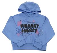 Modrá crop mikina s nápisem a kapucí Matalan