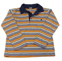 Šedo-modro-oranžové pruhované polo triko 