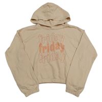 Pudrová crop mikina s nápisy a kapucí H&M