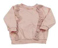Růžová mikina s volánky s madeirou Matalan