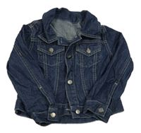 Tmavomodrá riflová crop bunda