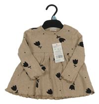 Nové - Béžová žebrovaná úpletová květovaná tunika F&F