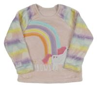 Světlerůžovo-barevná plyšová mikina s jednorožcem Nutmeg