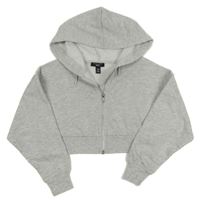 Světlešedá melírovaná propínací crop mikina s kapucí New Look