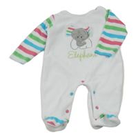 Bílo-barevný sametový overal se slonem 