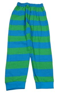 Zeleno-modré pruhované pyžamové kalhoty 
