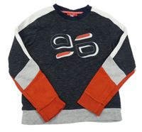 Tmavomodro-bílo-červená mikina s číslem Okaidi 