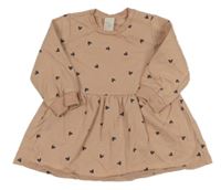 Růžové teplákové šaty se srdíčky H&M